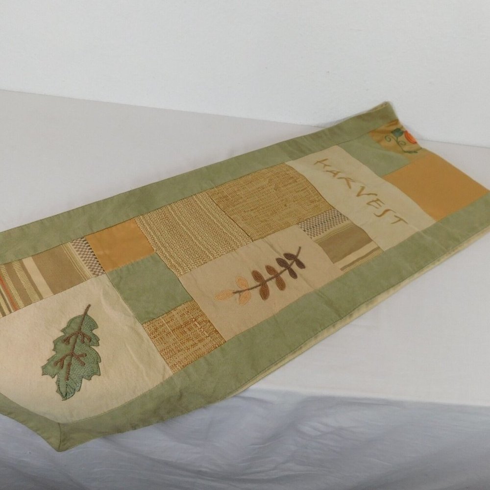 Fall Harvest Thanksgiving Patchwork Table Runner 70x13.5 Inspired Treasures FLAW